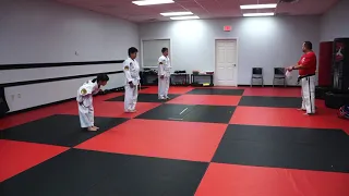 8-24-20 ATA Taekwondo White Belt Testing- Form (Zachary, Bruce, and Sarah)