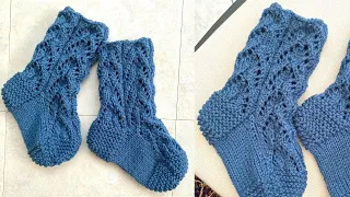 Ажурный узор для носков -  Легко и просто! #knittingtutorialforbeginners  #вязаныеноски