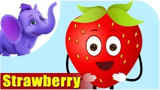 Strawberry Fruit Rhyme for Children, Strawberry Cartoon Fruits Song for Kids
