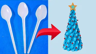 How to make Christmas Tree using Plastic Spoon | DIY Christmas Tree | Christmas Decorations & Gifts