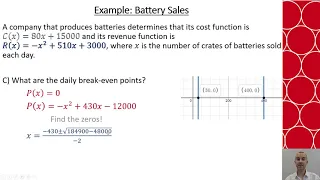 Math 125 Applications of Quadratic Functions in Business and Economics