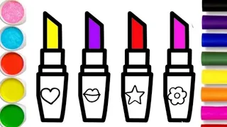 Colorful💄✏️How to draw lipstick for children, toddlers | Makeup drawing easy@BachaParty17