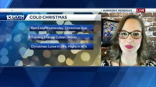 Sunny and mild until late Wednesday into Christmas Eve