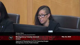 Councilmember Mink's remarks on Approval of Resolutions for FY25 Operating Budget: MCPS