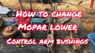 How to Change Mopar lower control arm bushings. Warning! Explicit language at the end.