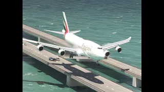 Boeing 747 flies very close to the longest bridge in the world