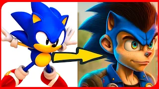 Sonic as Paw Patrol and other famous characters