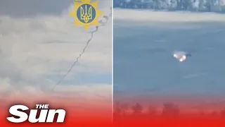Ukrainian National Guard blows Russian Ka-52 'Alligator' helicopter out the sky with Igla MANPADS