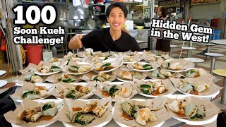 100 SOON KUEH BREAKFAST EATING CHALLENGE AT YUHUA HAWKER! | Hidden Pan Fried SOON KUEH IN THE WEST!