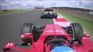 Fernando Alonso Very Aggressive Overtakes British GP 2014