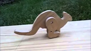 Wood hopping kangaroo toy