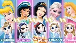 My talking angela 2 | ALL Princess | Jasmine vS Snow White vS  Elsa Vs Cinderella vS Aurora