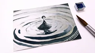 STEP BY STEP watercolor water drop painting tutorial » How to paint water for beginners EASY