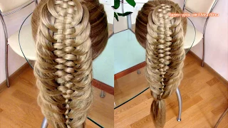 Коса Рыбий хвост с четырьмя дополнительными прядями. Видео-урок. Hair tutorial