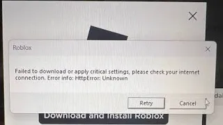 Fix failed to download or apply critical settings please check your internet connection roblox 2023