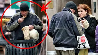 Una mujer le dio comida a un "vagabundo" sin saber quién era ÉL ... Todo el MUNDO lo conoce