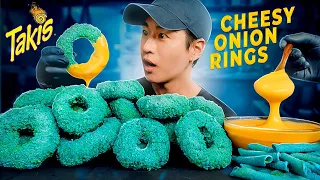 ASMR MUKBANG CHEESY TAKIS ONION RINGS | COOKING & EATING SOUNDS | Zach Choi ASMR