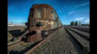 Sad Abandoned Steam And Diesel Trains.