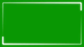 Square Shape Frame -  White Neon Effect - Green Screen - Chroma Key - No Copyright