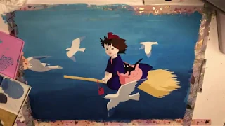Painting Studio Ghibli,Kiki's Delivery Service with Guoache.