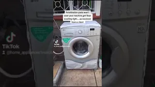 A poorly leveled washing machine making extreme vibration