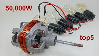 Free Energy 240V Generator Top5 Copper Coil Light Bulb Electric Condenser 50KV Transformer Idea