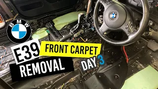 Removing the BMW e39 wagon front carpets and trim | Project Hershel