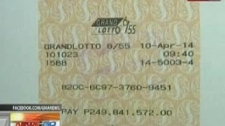NTG: PCSO: Lone winner ng P250M sa Grand Lotto 6/55, kinuha na ang premyo
