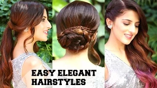 3 EASY Elegant Romantic Hairstyles / Indian Party Hairstyles For Medium To Long Hair/ BBLUNT