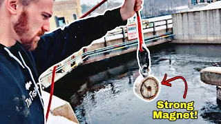 Giant Magnet Fishing Dangerous Waters - You Won't Believe What I Found!!