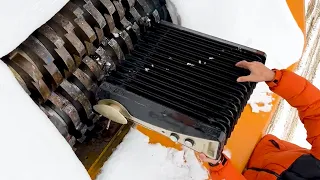 Incredible Fast Dangerous Oil Winter Heater Shredding Process For Recycle With Powerful Shredders