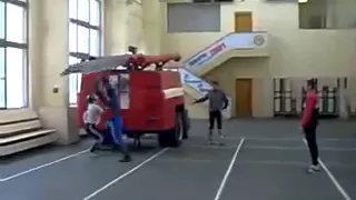 This firefighter can climb a ladder faster than you can fall off of one