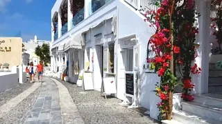 Take a walk around Fira | Santorini Greece | Final preparations | 4K 60 fps HDR