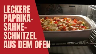Leckere Paprika-Sahne-Schnitzel aus dem Ofen