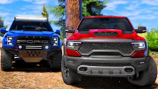 РЕАЛЬНАЯ ЖИЗНЬ В GTA 5 - ПОДАРИЛ ГАРВИНУ DODGE RAM TRX! ОФФРОАД FORD RAPTOR И DODGE RAM TRX! 🌊ВОТЕР