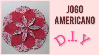como fazer flor dobrada em tecido|passo a passo (jogo americano DIY)