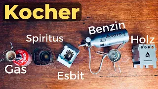 Outdoor Kocher - komplette Übersicht | Gas, Spiritus, Trockenbrennstoff, Holz, Benzin.