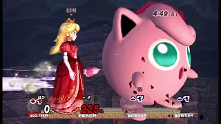 Giant Growing Jigglypuff and Giant Growing Princess Peach vs 2 Bowers in Team Battle