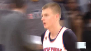 Kristaps Porzingis hits the tough step back jumpshot - Jazz @ Knicks 11/6/2016