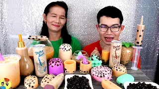 #Mukbang Edible Pearl Tea Glass Challenge 식용 진주 차 유리 도전:TiBow