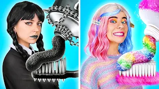 DĂDACA BUNĂ VS DĂDACA REA || Wednesday Addams vs Enid! Ghid isteț pentru o bonă iscusită – 123 GO!