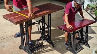 Making a coffee table from an old sewing machine base | DIY Woodworking