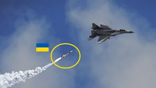 Russian MiG-29 fighter pilot rushes out of cockpit after hit by Ukrainian missile | ARMA