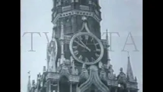 STOCK FOOTAGE The Kremlin Chimes sound to celebrate the achievements of  Soviet Union video clips HD