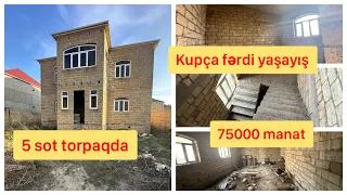 5 sot torpaqda Sarayda  288 kv Kupçalı həyət evi təcili satılır. 75000 manat. 0508740416