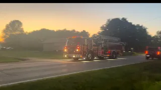 Truck 3 SCREAMING "Q" Siren, and County Cop En Route to First Alarm Commercial Structure Fire