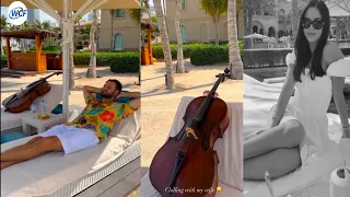 Stjepan Hauser with his wife cello sweet heart chilling a beautiful day on the beach of Dubai