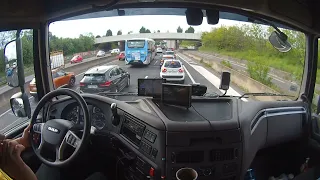 POV TRUCK DRIVING And again a traffic jam on the road when you drive towards Paris - POV DRIVING DAF