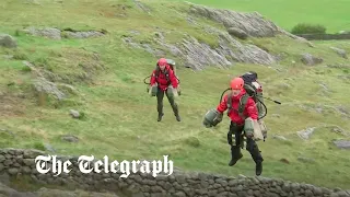 Jet pack paramedics fly over Cumbrian mountains in world first bad weather trial