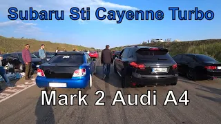 Subaru Sti vs Porsche Cayenne Turbo Toyota Mark 2 vs Audi A4